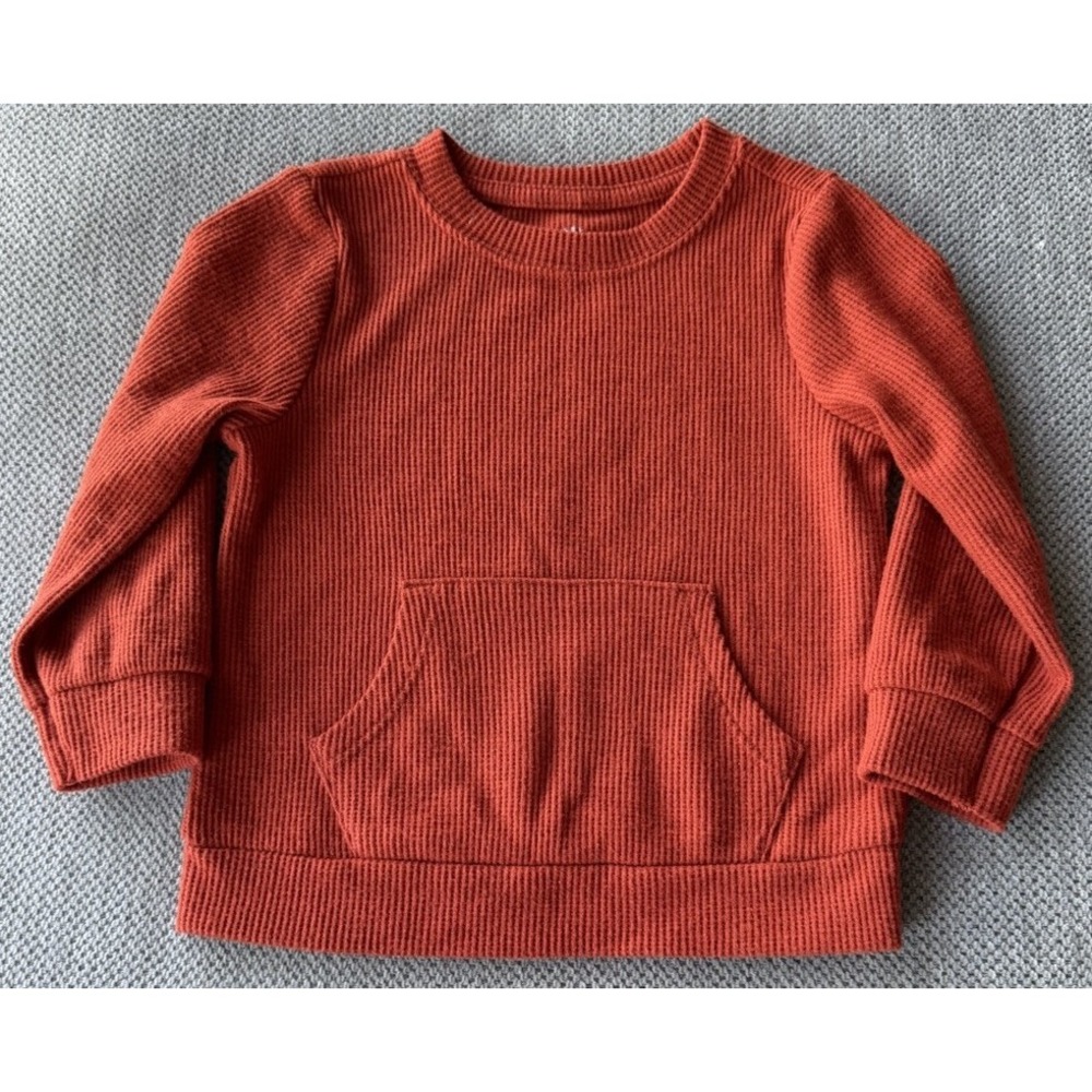 Cat & Jack Baby Thermal Pullover Sweatshirt Orange Rust Pocket 12M